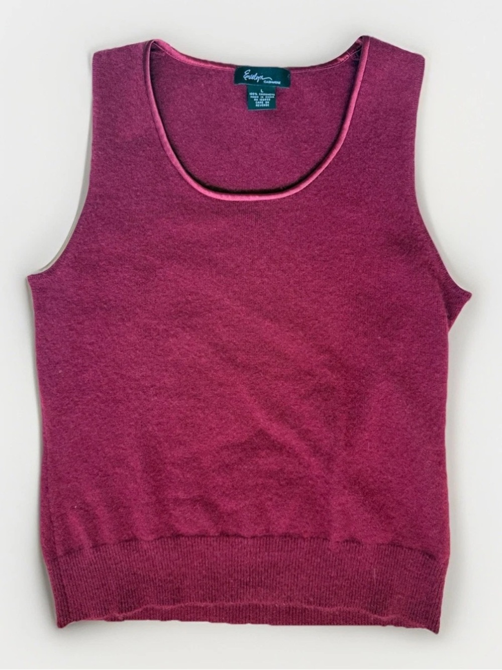 Evelyn Cashmere Sleeveless Sweater Tank Top 2 Ply Cashmere Burgundy Size Large